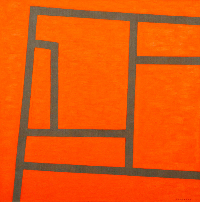 Construcción en naranja - Óleo sobre tela (120 x 120 cm)