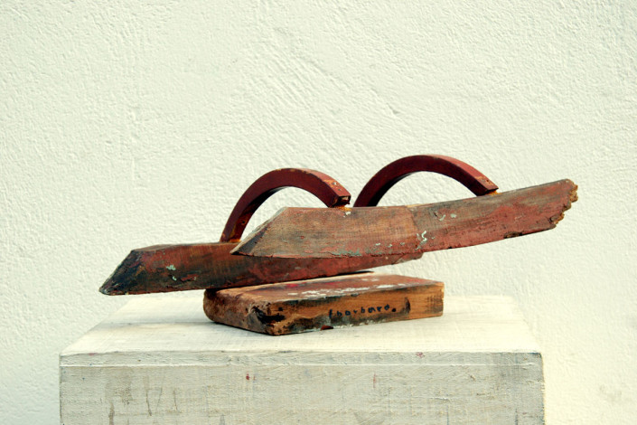 Escultura marinera - Madera policromada (60 cm de largo)