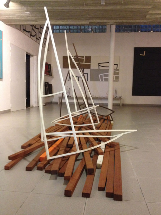 Veleros sobre tablas - Escultura, hierro forjado y soldado (170 cm de alto)