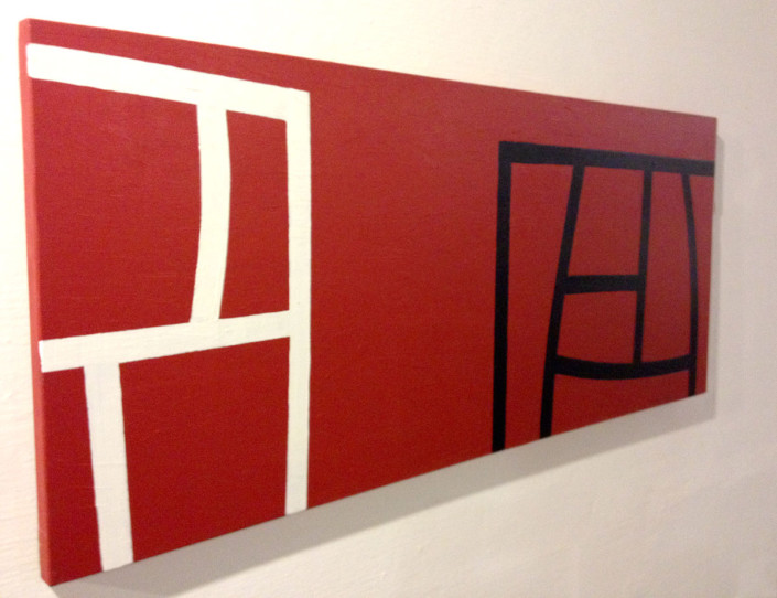 Rojo horizontal en el estudio de Punta del Este - Óleo sobre tela (65x 140 cm)
